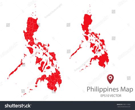 Couple Set Mapred Map Philippinesvector Eps10 Stock Vector Royalty