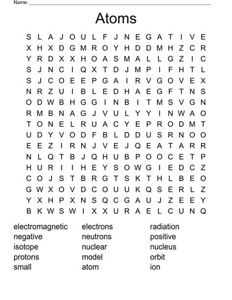 Atoms Word Search Wordmint