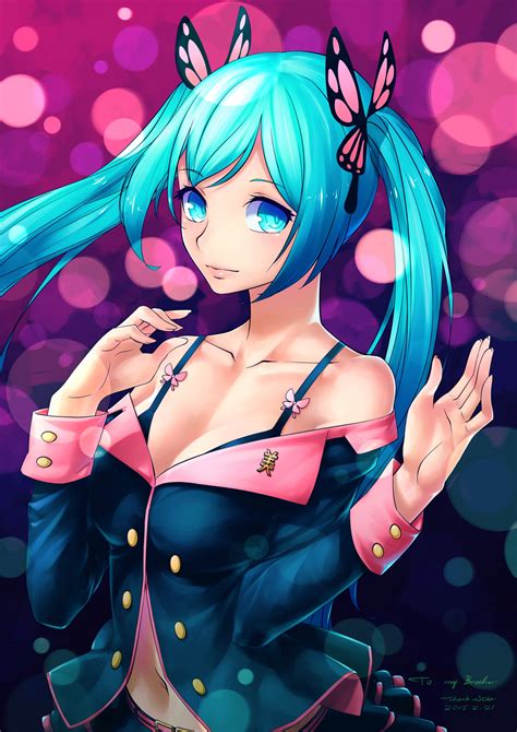 wallpaper illustration long hair anime girls cartoon black hair vocaloid hatsune miku