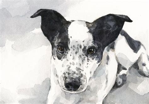 There once was a knight dressed in black and white garb, riding a black and white horse. Handmade Custom Dog Watercolor Portrait 5x7 by david ...