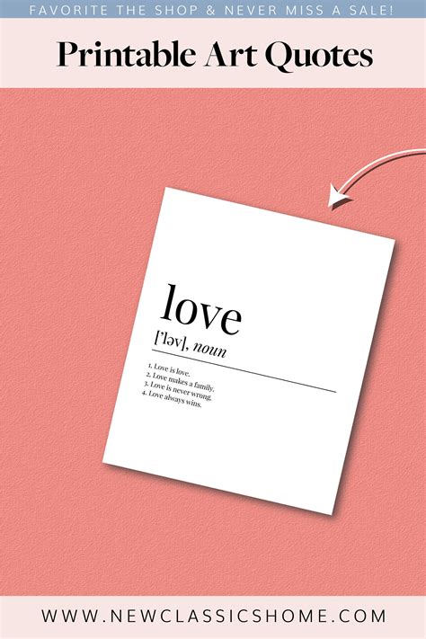 Bandw Love Definition Dictionary Poster Typography T Etsy