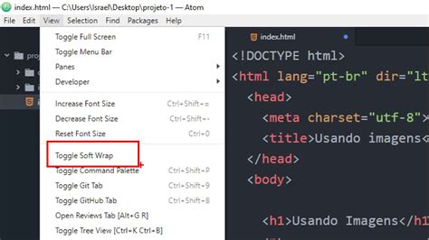 Inserindo Imagens No Código Html Usando Atom Editor Youtube