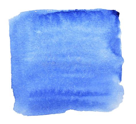 Square Watercolor Blue On A White Background Drawn By Hand Stock