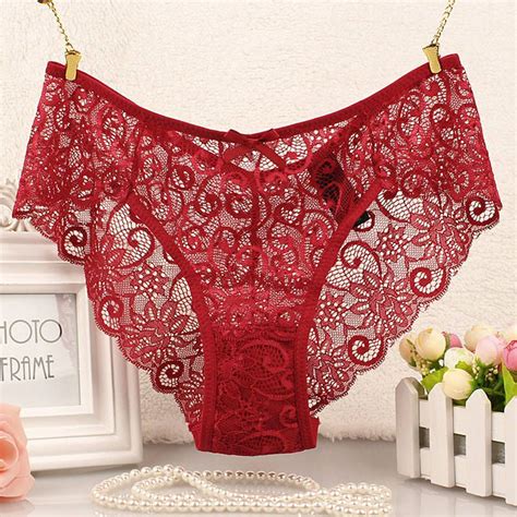 Sexy Hollow Lace Women Panties Bowknot See Through Lingeries Woman