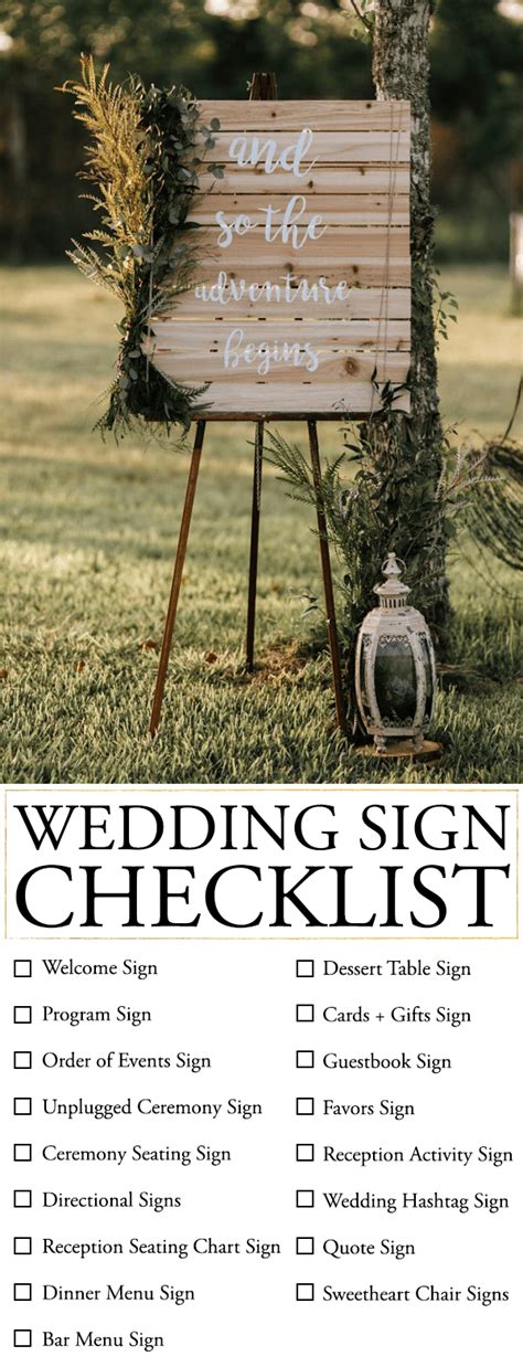 Wedding Sign Checklist