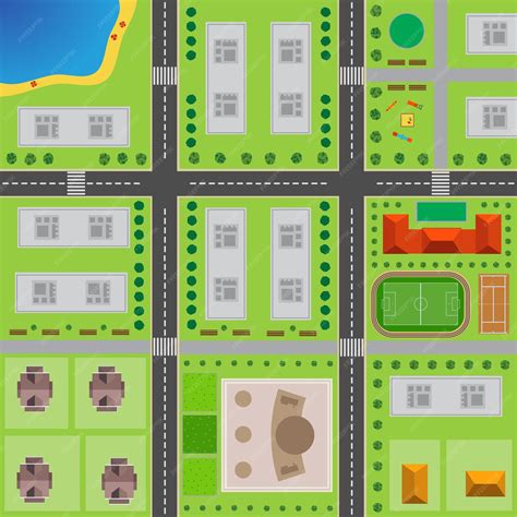 Premium Vector Plan Of City Top View Of The City With The Road