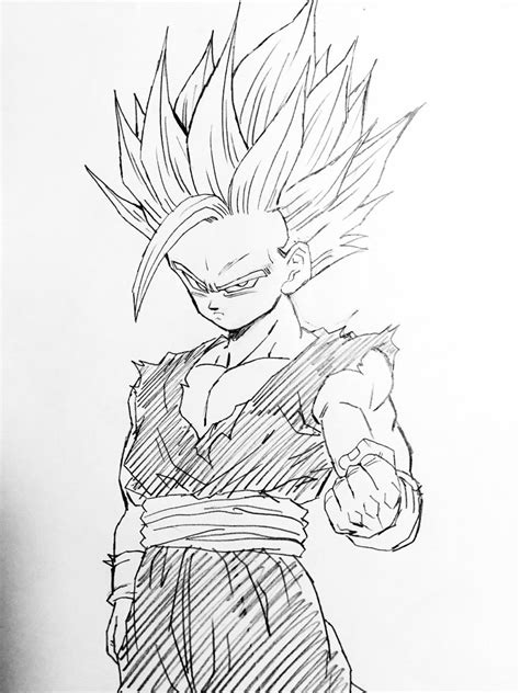 Official gogeta blue posted on instagram: Goku Super Saiyan 2 Drawing at PaintingValley.com ...