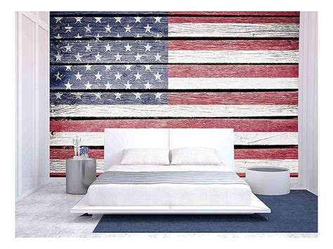 Wall26 Usa American Flag Painted On Old Wood Plank Background