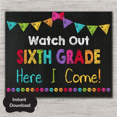 First Day Of Sixth Grade Signfirst Day Of Sixth Grade Chalkboard