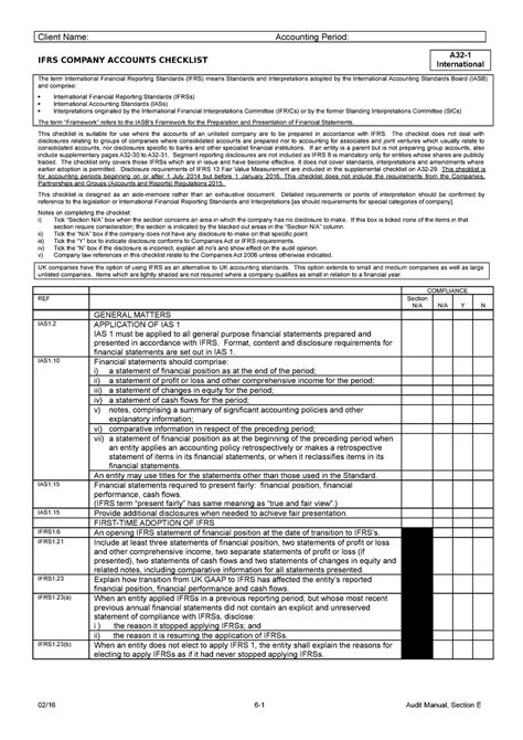 Disclosure Checklist International Ifrs Company Accounts Checklist