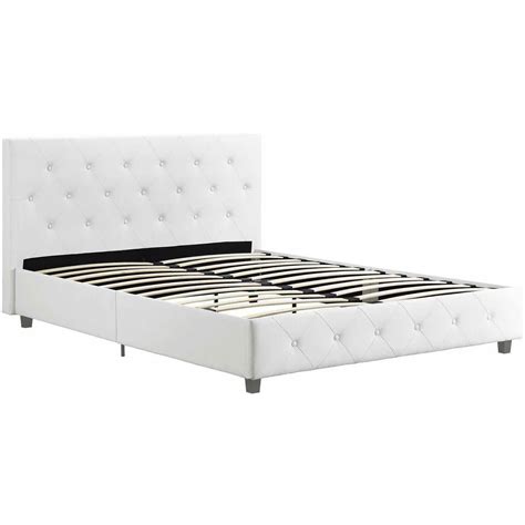 dakota upholstered faux leather platform bed tufted headboard full size white 645497437634 ebay