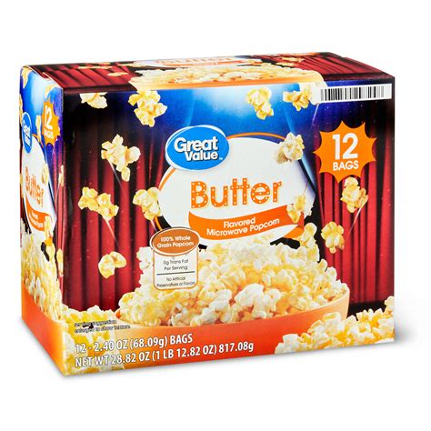 Great Value Butter Flavored Microwave Popcorn 12 Count