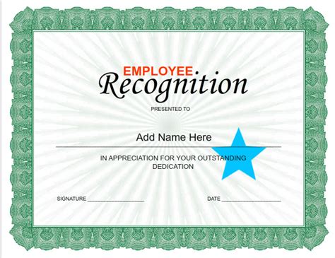 Employee Recognition Certificates Templates Free Best Template Ideas