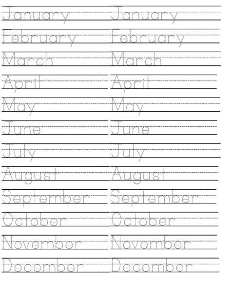 Trace The Months Of The Year Kids Handwriting Practice Months In A
