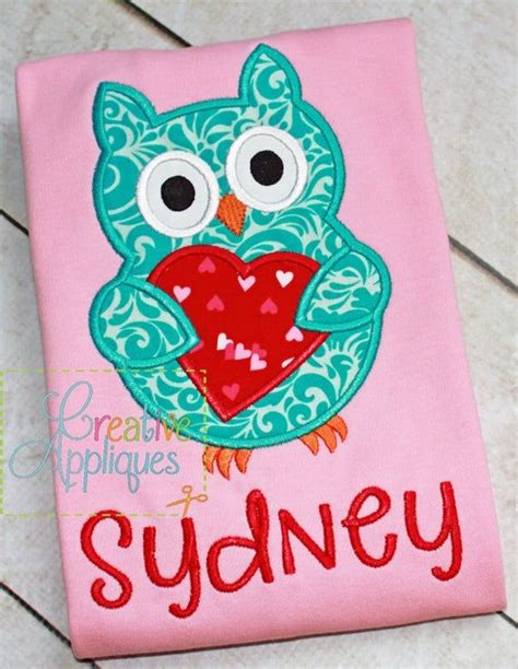 Valentine Heart Owl Digital Machine Embroidery Applique Design Etsy