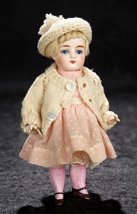 German All Bisque Miniature Doll With Cobalt Blue Eyes 400600