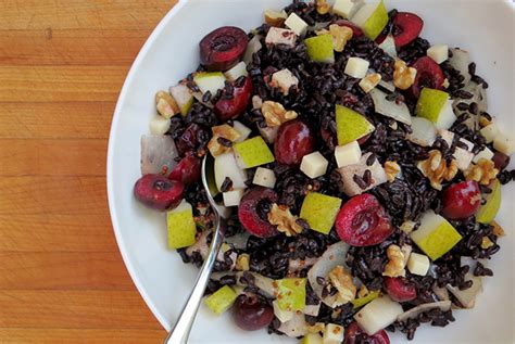 Black Rice Salad With Cherries Pears And Gouda The Pear Dish