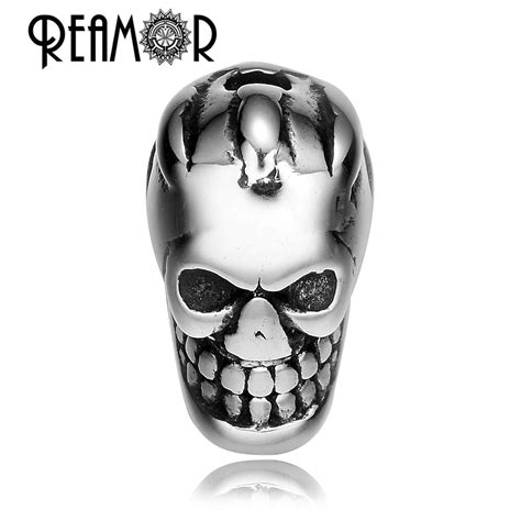 Reamor 316l Stainless Steel Fire Skull Head Bead 2mm Small Hole Spacer