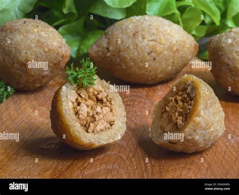 Arabic Meat Appetizer Kibbeh Traditional Arabic Kibbeh With Lamb And