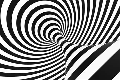 Black And White Spiral Tunnel Striped Twisted Hypnotic Optical