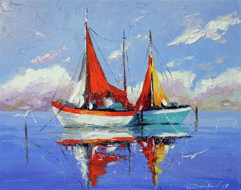 Sailboats Painting By Olha Darchuk Fine Art America