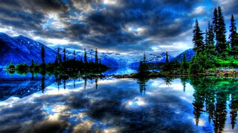 Beautiful Blue Reflecting Nature Nature Lakes Hd Desktop Wallpaper