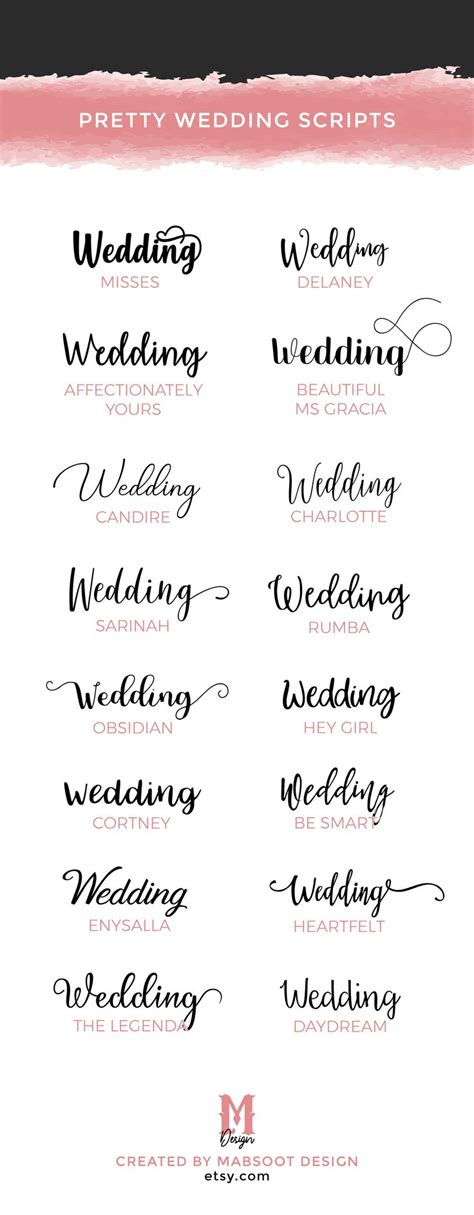 The Wedding Word List Is Shown In Black And White With Pink Watercolor