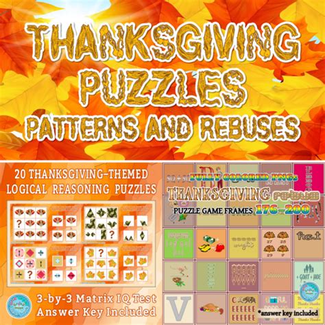 Thanksgiving Puzzles Patterns And Rebuses Made By Teachers