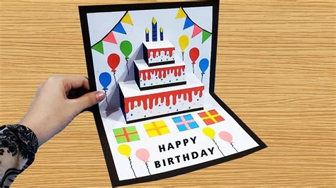 Diy Pop Up Cake Card Easy Birthday Card Greeting Cards For Birthday