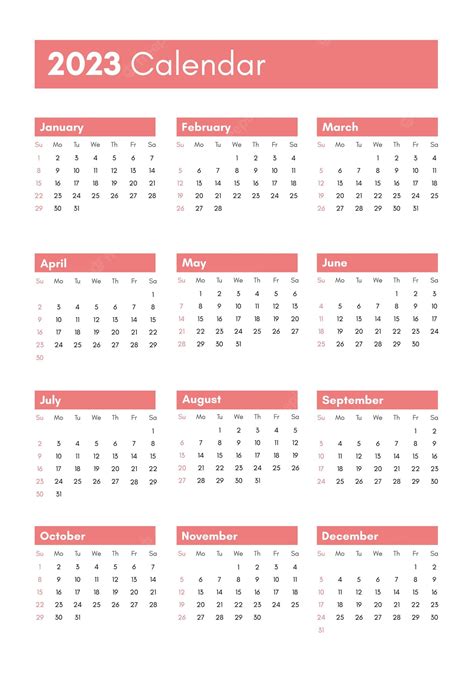 Calendario De Bolsillo En El Año 2023 Vista Vertical La Semana Comienza