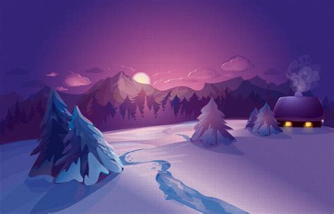 Vector Graphics Sunrises And Sunsets Scenery Winter
