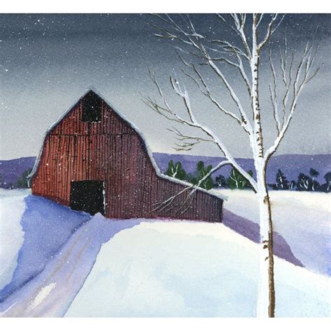 Barn Painting Watercolor Landscape Painting By Derekcollins