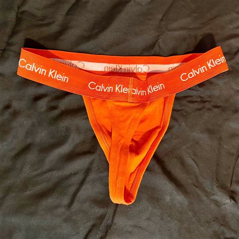 Mens Orange Calvin Klein Thong Underwear In Medium Ebay