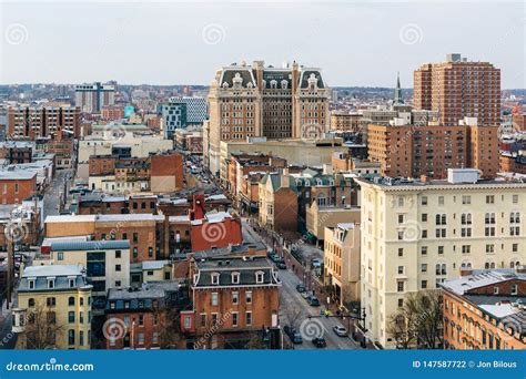 View Of Buildings Along Charles Street In Mount Vernon Baltimore