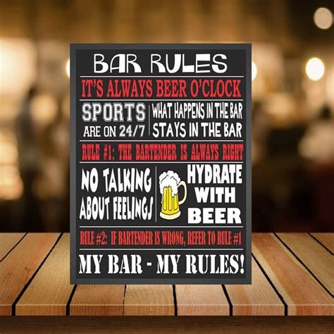Funny Bar Rules Wall Sign Retro Vintage Man Cave Home Bar Etsy