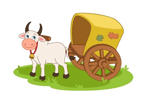 Cow With Bullock Cart 1265627 Vector Art At Vecteezy