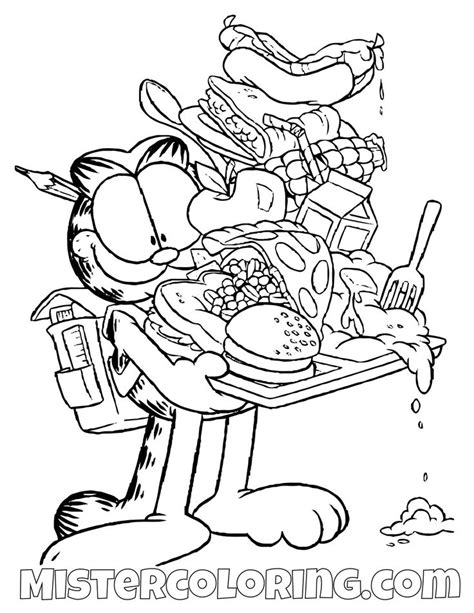 Garfield Coloring Pages For Kids — Mister Coloring Food Coloring