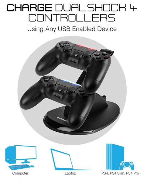 Fosmon Ps4 Controller Charger High Speed Dual Usb Charging Docking