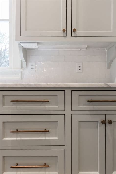 Benjamin Moore Useful Grey Cabinets With Brass Hardware Kitchen