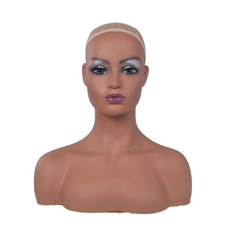 professional tanned skin tone female bust mannequin head