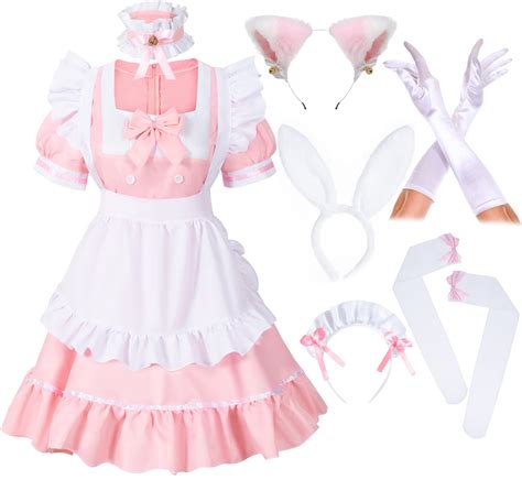 buy anime french girls bunny maid sweet kawaii costume cosplay dress furry cat ear gloves socks