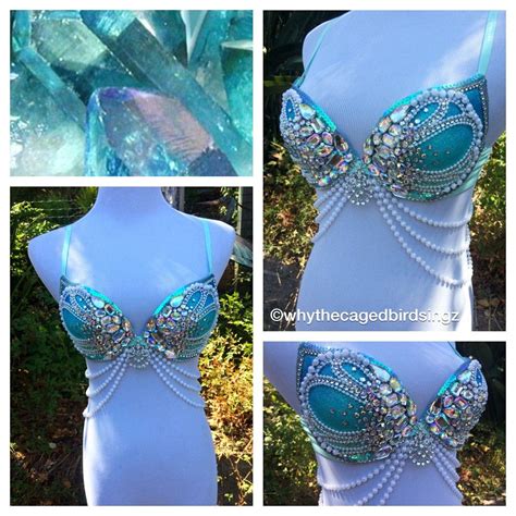 crystal shell mermaid bra rave bra rave outfit made to order in any size or color