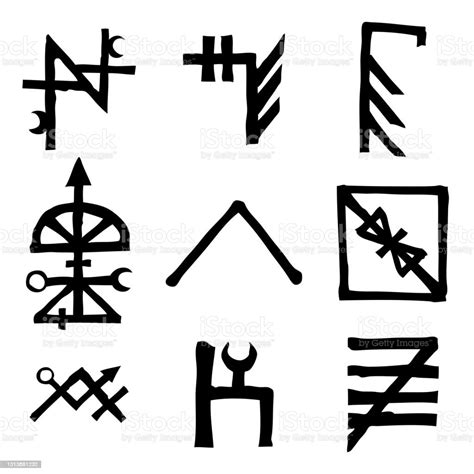 Set Of Esoteric Symbol Design Elements Imaginary Handwritten Alchemy