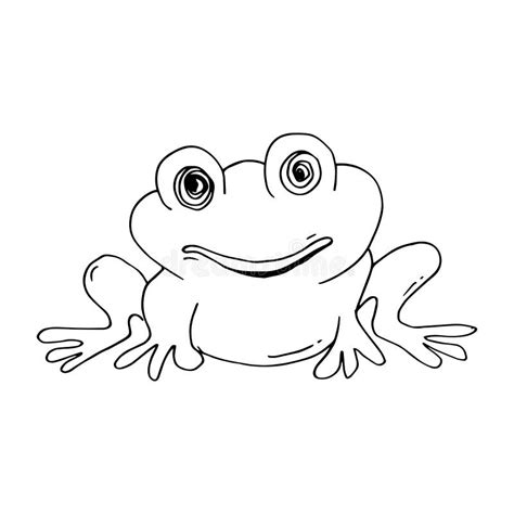 Hand Drawn Cartoon Happy Frog Vector Illustration Stock Vector