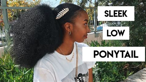 Sleek Low Ponytail On Natural Hair Youtube