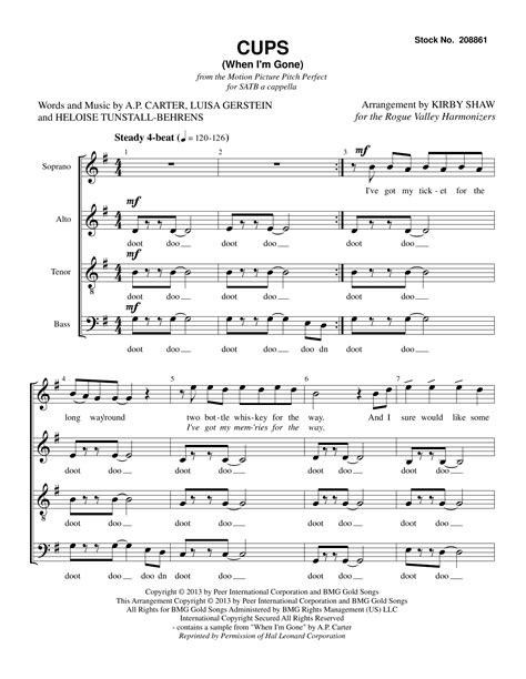 Cups When Im Gone From Pitch Perfect Arr Kirby Shaw Sheet Music