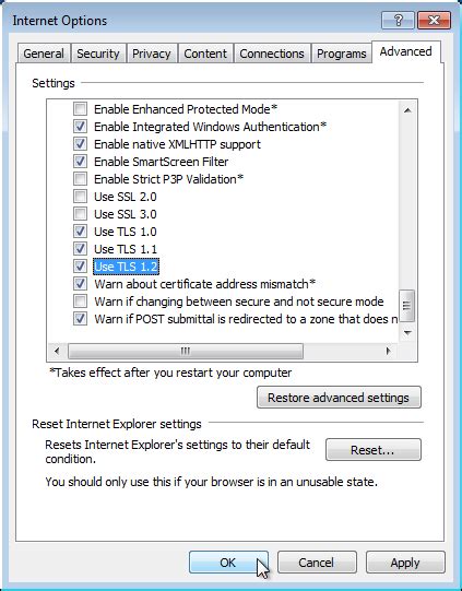 Enable Tls 12 In Internet Explorer 8 9 Or 10 It Services