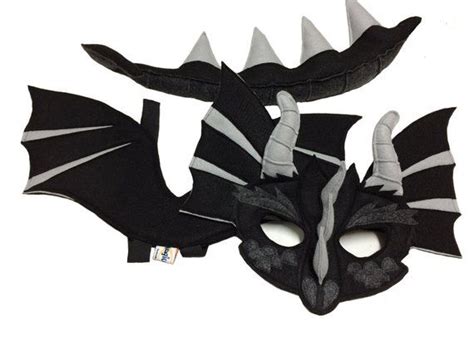 Black Dragon Felt Mask Tail And Wings Set For Children Inspired By