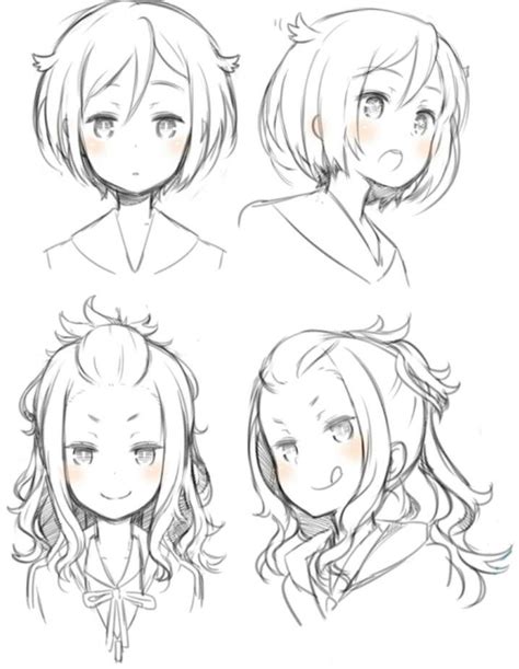 Girl Hairstyles Poseposition Reference Anime Manga Draw Sketch