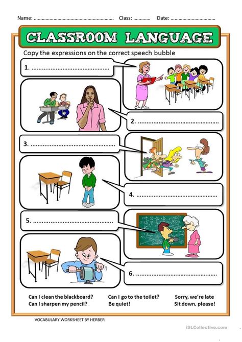 Classroom Language Ws Worksheet Free Esl Printable